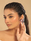 Rhodium Plated Ruby Grace Stud Earrings