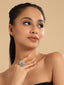 Rhodium Plated Floret Swirl Adjustable Ring