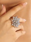 Rhodium Plated Floret Swirl Adjustable Ring