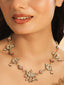 22K Gold Plated Regal Enamel Bloom Pearl Drop Necklace