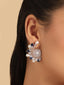 Rhodium Plated Blue Mystic Flare Stud Earrings