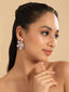 Rhodium Plated Blue Mystic Flare Stud Earrings