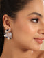 Rhodium Plated Blue Mystic Flare Stud Earrings