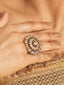 Floral Kundan Aura Adjustable Ring