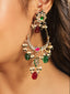 22K Gold Plated Crescent Kundan Drop Red Stone Chandbali Earrings