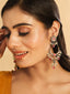 22K Gold Plated Crescent Kundan Drop Pink Stone Chandbali Earrings
