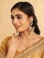 22K Gold Plated Crescent Kundan Drop Pearl Chandbali Earrings
