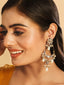 22K Gold Plated Crescent Kundan Drop Pearl Chandbali Earrings