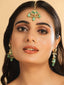 22K Gold Plated Lush Green Maang Tikka & Earrings Set