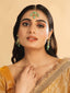 22K Gold Plated Lush Green Maang Tikka & Earrings Set