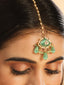 22K Gold Plated Lush Green Maang Tikka & Earrings Set