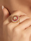American Diamond Ruby Halo Adjustable Ring