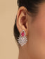 American Diamond Ruby Roseatte Stud Earrings