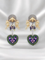 Oxidized Gold & Silver Plated Contemporary Hand Painted Peacock Motif Earrings