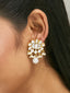 22K Gold-Plated Elegant MOP Studded Ethnic Pearl Drop Stud Earrings