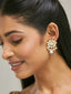 22K Gold-Plated Elegant MOP Studded Ethnic Pearl Drop Stud Earrings