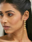 18K Gold-Plated Crystal Stone Studded Triangular Drop Sleek Earrings