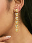 18K Gold-Plated Crystal Stone Studded Triangular Drop Sleek Earrings