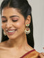 22K Gold-Plated Exquisite Kundan Stone Studded & Pearl Beaded Floral Traditional Chandbalis