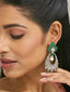 22K Gold-Plated Zircon Studded & Pearl Teardrop Shaped Dangler Earrings