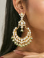 22K Gold-Plated Elegant Kundan Studded & Beaded Floral Chandbali Earrings