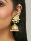22K Gold-Plated Floral Jhumki Kundan Studded Kanauti Earrings