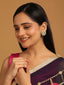 22K Gold-Plated Green Kundan Studded & Pearls Beaded Floral Shaped Studs