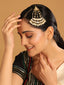 22K Gold-Plated Kundan & Pearl Studded Jhumar Paasa Head Jewellery
