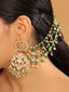 22K Gold Plated Emerald Pearls Triple Strand Ear Chain