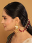 22K Gold Plated Triple Chain Strands & Stone Drops Layered Ear Chain