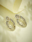 22K Gold-Plated Floral Motif Zircon Stone Studded Teardrop Shaped Elegant Drop Dangler Earrings
