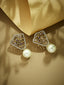 22K Gold-Plated Elegant Zircon Stone Studded & Pearls Drop Stud Earrings