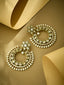 22K Gold-Plated Kundan Studded & Pearl Beaded Floral Chandbali Earrings