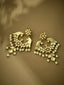 22K Gold-Plated Kundan and Pearl Earrings with Floral Stud and Intricate Crescent Design Chandbalis