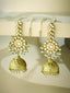 22K Gold-Plated Floral Jhumki Kundan Studded Kanauti Earrings