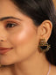 22K Gold Plated Dark Crystal Studded Contemporary Floral Shaped Stud Earrings