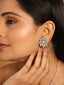 Rhodium-Plated Rhinestone Studded Floral Shaped Statement Studs