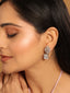 Rhodium-Plated Rhinestone Studded Floral Minimal Cotemporary Studs