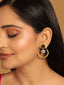 22K Gold Plated Cubic Zirconia Studded Contemporary Stone Earrings