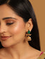 22K Gold Plated Emerald Stone Studded Ethnic Jhumkas