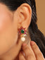 22K Gold-Plated Pearl Drop Floral Shaped Stud Earrings