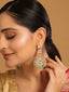 22K Gold Plated Regal Green Kundan Chandbali Earrings