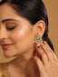 22K Gold Plated Semi Precious Green Stone Studded Pearl Drop Stud Earrings