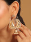 22K Gold Plated White Stone Studded Contemporary Mini Jhumki Dangler Earrings