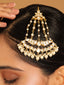 22K Gold-Plated Kundan & Pearl Studded Jhumar Paasa Head Jewellery