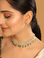 22K Gold Plated Royal Kundan Necklace with Green Stones