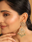 22K Gold Plated Traditional Kundan Studded Contemporary Dangler Earrings with Pearl and Green Bead Accents