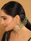22K Gold Plated Emerald Pearls Triple Strand Ear Chain