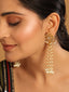 22K Gold Plated Floral Kundan Pearl Drop Earrings