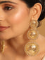 22K Gold Plated Stone Studded Contemporary Shaped Drop Earrings